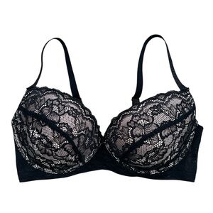 Jessica Simpson Black Lace‎ Push Up Underwire Bra Size 38D